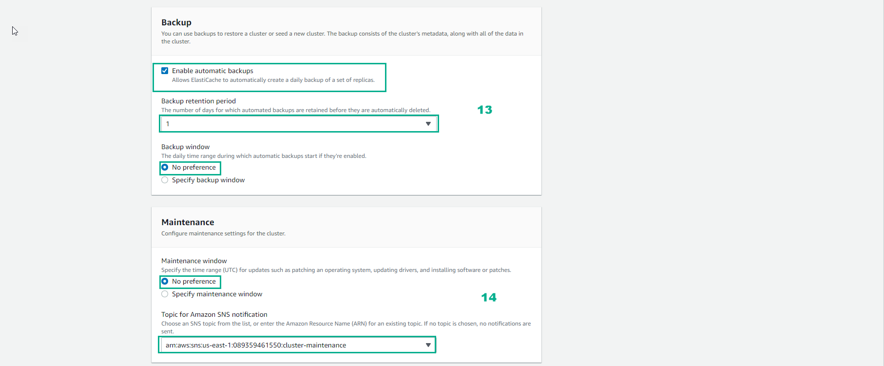 Create Cluster (cluster mode enable)